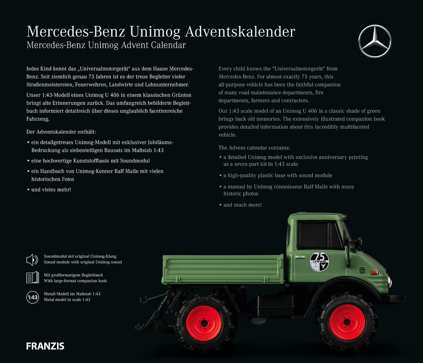 Mercedes-Benz Unimog Green Advent Calendar 1:43