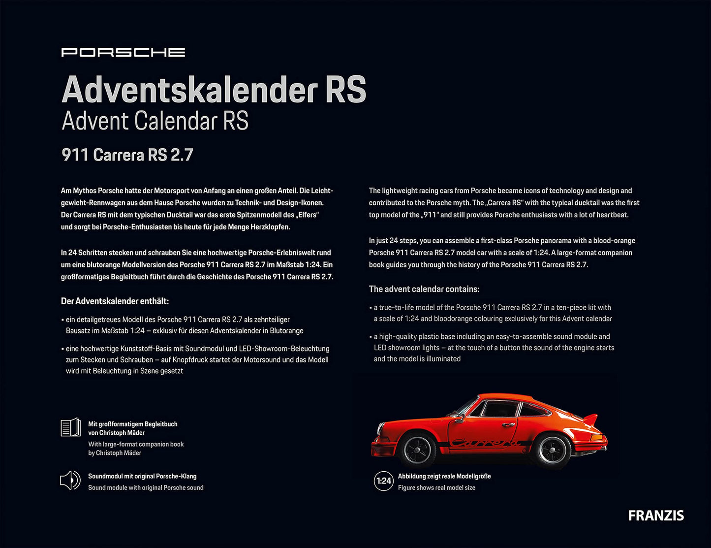 Porsche 911 Carrera RS 2.7 Advent Calendar 1:24