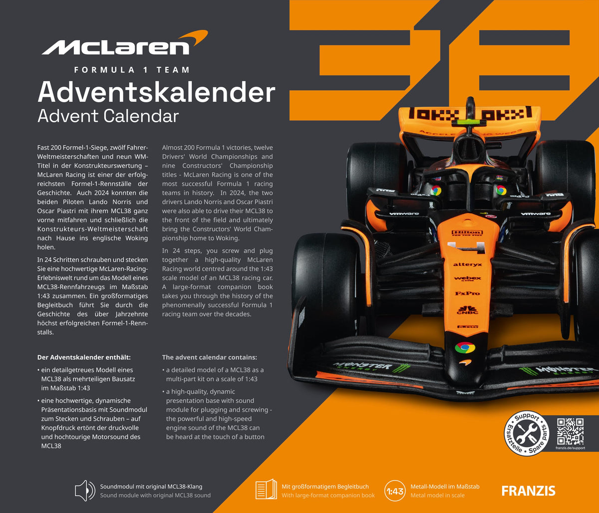 McLaren MCL38 F1 Advent Calendar 1:43
